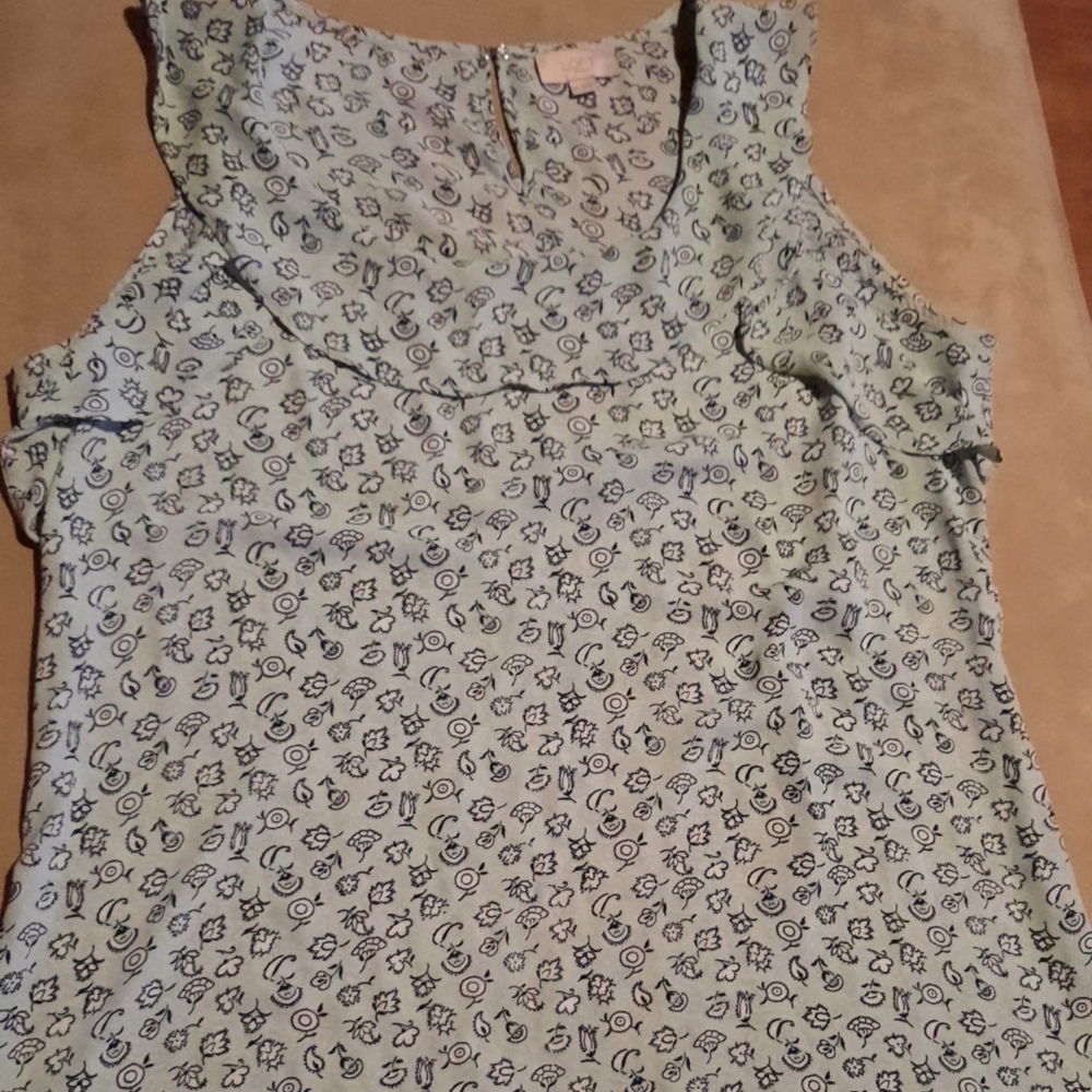 Loft XL Mint Black Print Tank Blouse